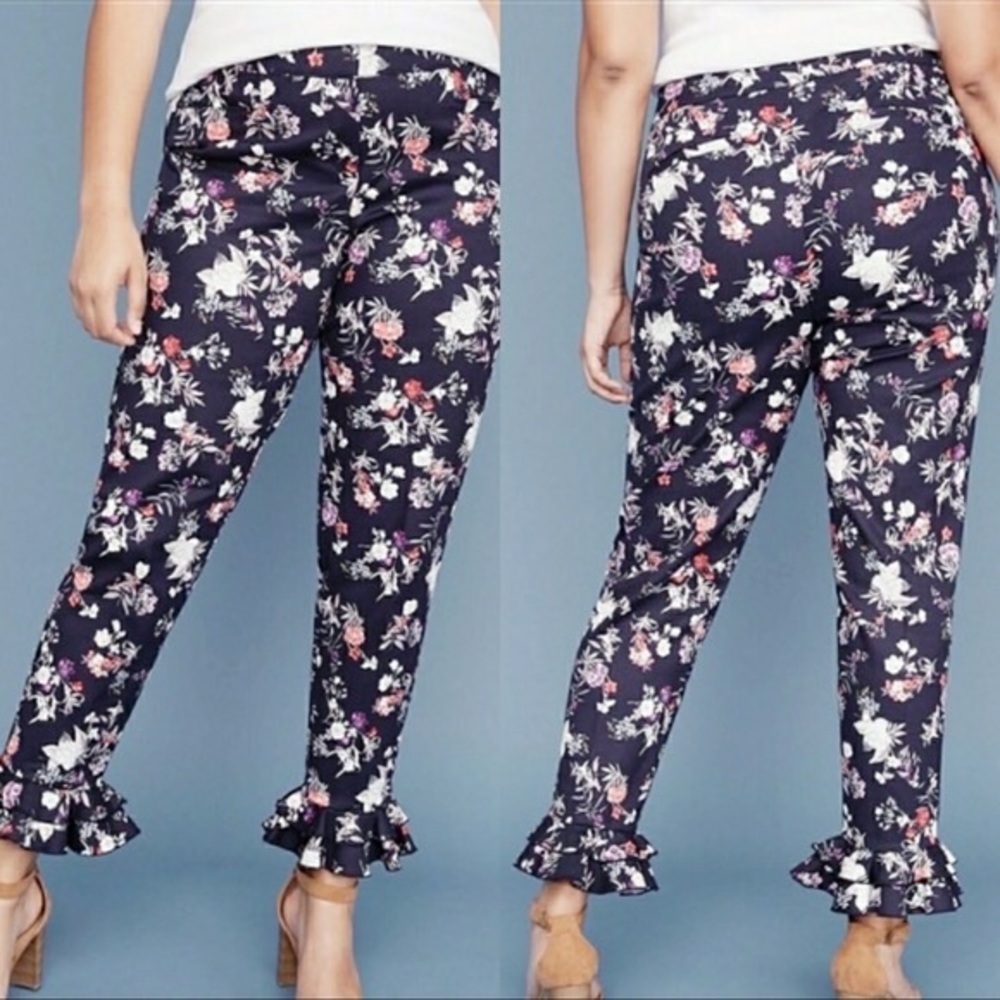 Lane Bryant The Allie Floral and Ruffle Hem Ankle Skinny Pant - NWT